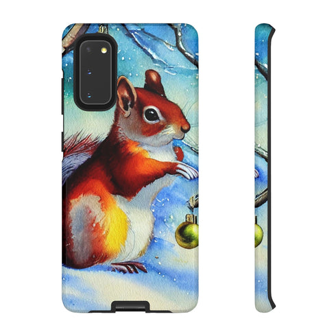 A Squirrel Decorates the Forest for Christmas - Impact Resistant Phone Case Samsung Galaxy S20 Glossy